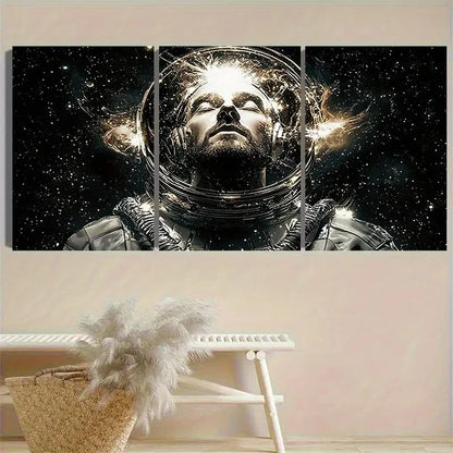 3pcs Astronaut with Cosmic Energy Portrait Wall Art Set Canvas Framed 40x60cm - High Quality Print 100% Australian Made Wall Canvas Ready to Hang - Bella Home Decor