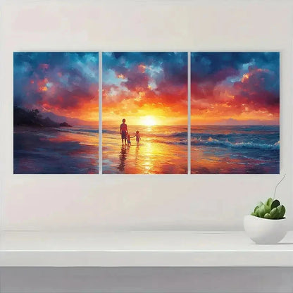 3pcs Vibrant Ocean & Sky Scenery Coastal Metal Print Ready to Hang Art - Bella Home Decor