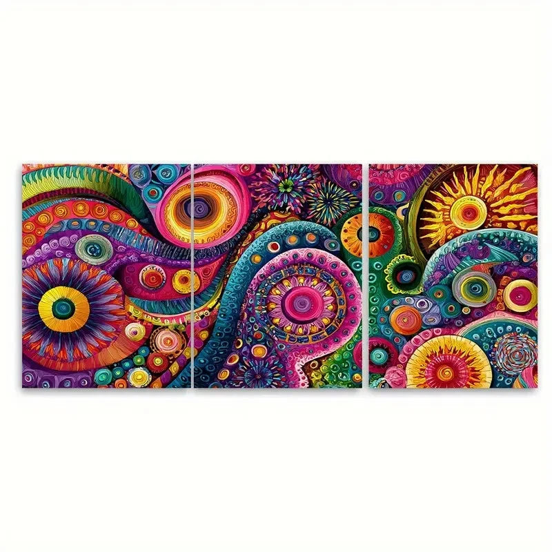 3pcs Dopamine Retro Maximalist Print Set Wall Art Set Canvas Framed 50x70cm - High Quality Print 100% Australian Made Wall Canvas Ready to Hang - Bella Home Decor