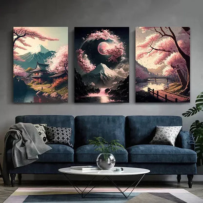 3pcs Sakura Art Set Canvas Unframed - High Quality Print 100% Australian Made Wall Canvas