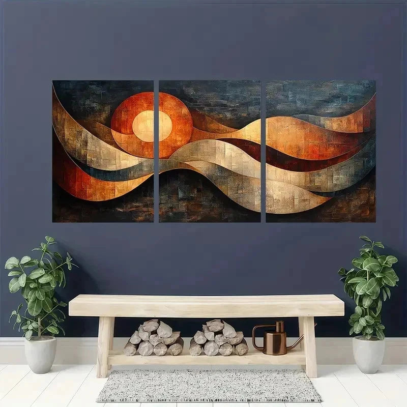 3pcs Abstract Geometric Modern Décor Perfect Wall Art Set Canvas Framed 50x70cm - High Quality Print 100% Australian Made Wall Canvas Ready to Hang - Bella Home Decor