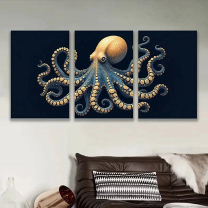 3pcs Abstract Octopus Artwork Wall Art Set Canvas Framed 50x70cm - High Quality Print 100% Australian Made Wall Canvas Ready to Hang - Bella Home Decor