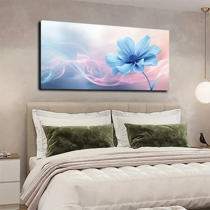 Dreamy Blue Flower Wall Art canvas office home room framed 120x60cm