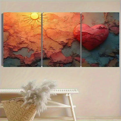 3pcs Warmth of Love Abstract Wall Art Set Canvas Framed 40x60cm - High Quality Print 100% Australian Made Wall Canvas Ready to Hang - Bella Home Decor