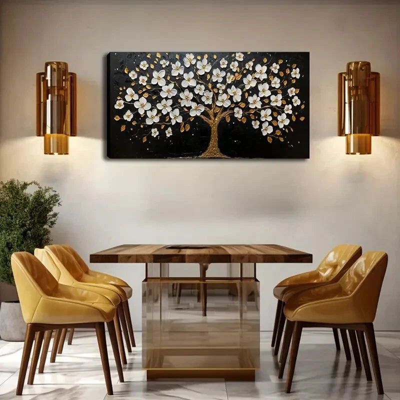 Golden Accents On The Leaves Wall Art Canvas Office Home Room Framed 120x60cm - Bella Home Decor