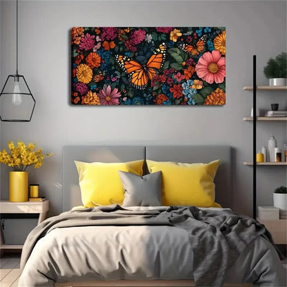 Watercolor Monarch Butterflies Wall Art Canvas Office Home Room Framed 120x60cm