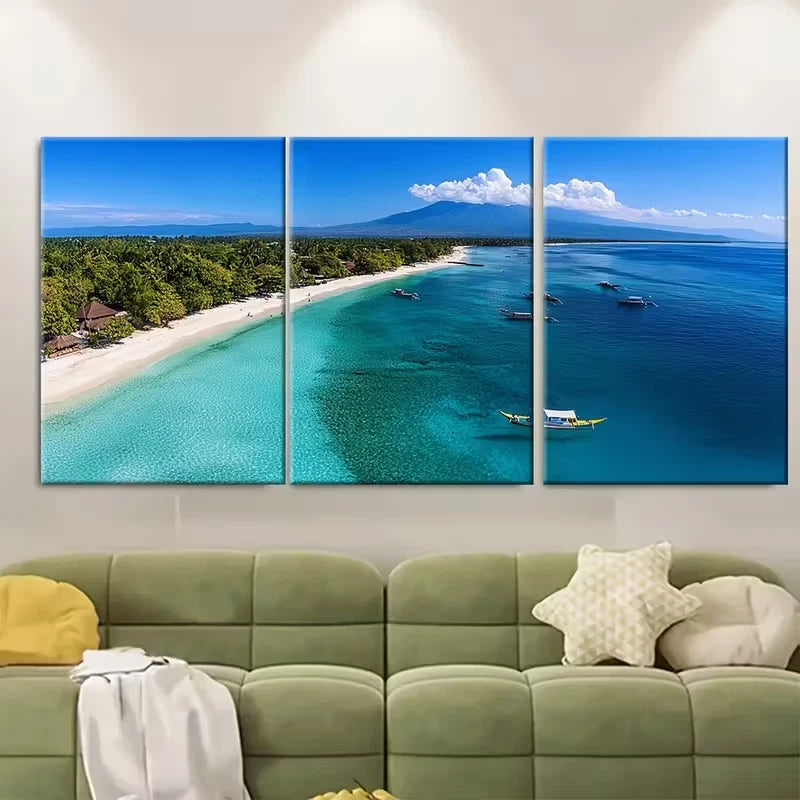 3pcs Gili Meno Indonesia Tropical Landscapes Metal Print Ready to Hang Art - Bella Home Decor