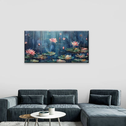 Water Pink Lily Paintings Wall Art Canvas Office Home Room Framed 120x60cm