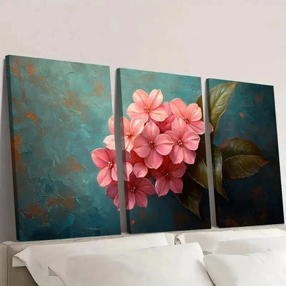 3pcs Pentas Flowers & Green Leaves D Wall Art Set Canvas Framed 50x70cm - High Quality Print 100% Australian Made Wall Canvas Ready to Hang