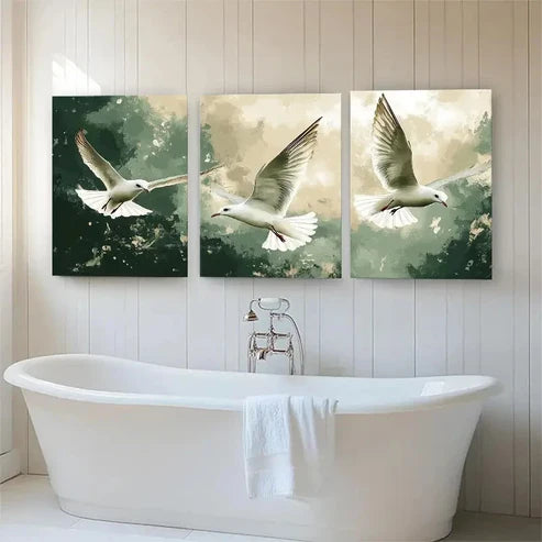 3pcs Soar Seagull Tranquil Nature Scene Perfect Wall Art Canvas Unframed – High Quality Print 100% Australian Made Wall Canvas
