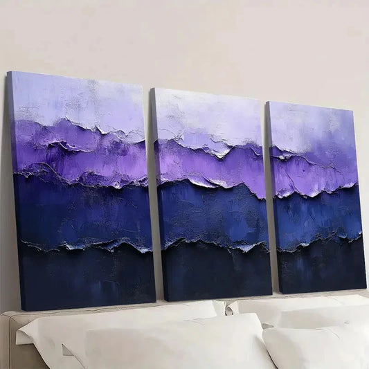 3pcs Minimalist Painting Purple Abstract VM Wall Art Set Canvas Framed 60x90cm - High Quality Print 100% Australian Made Wall Canvas Ready to Hang