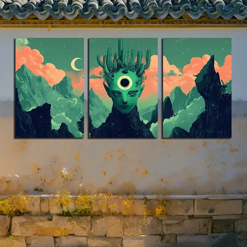 3pcs Strange Person in the Desert Metal Print Ready to Hang Art - Bella Home Decor