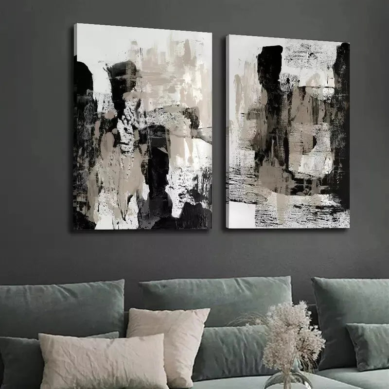 2pcs Decorative Painting, Geometric Fluid Watercolor Style Canvas Framed 50x75cm - High Quality Print 100% Australian Made Wall Canvas Ready to Hang - Bella Home Decor