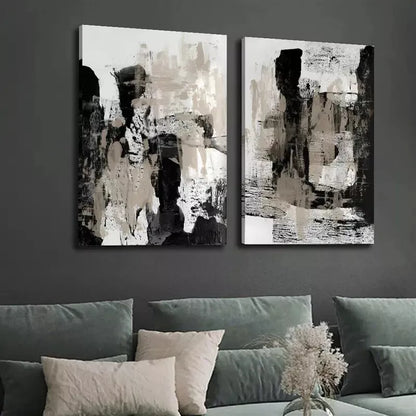 2pcs Decorative Painting, Geometric Fluid Watercolor Style Canvas Framed 50x75cm - High Quality Print 100% Australian Made Wall Canvas Ready to Hang - Bella Home Decor