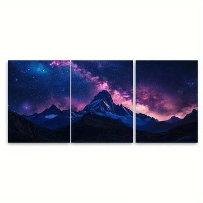 3pcs Celestial Mountain Starry Night Sky Metal Print Ready to Hang Art - Bella Home Decor
