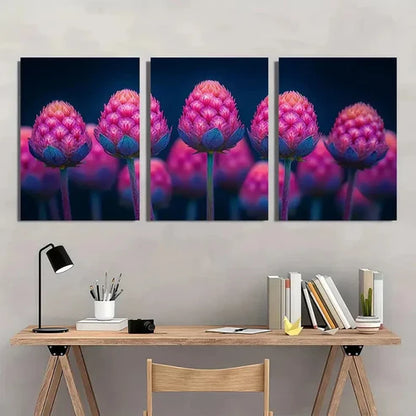 3pcs Gomphrena Flower Gardener Amaranth  Wall Art Set Canvas Unframed - High Quality Print 100% Australian Made Wall Canvas - Bella Home Decor