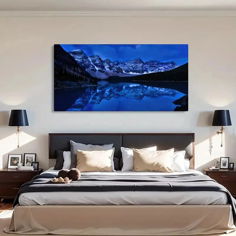 Serene Moraine Lake Pre-Dawn Wall Art Canvas Office Home Room Framed 120x60cm