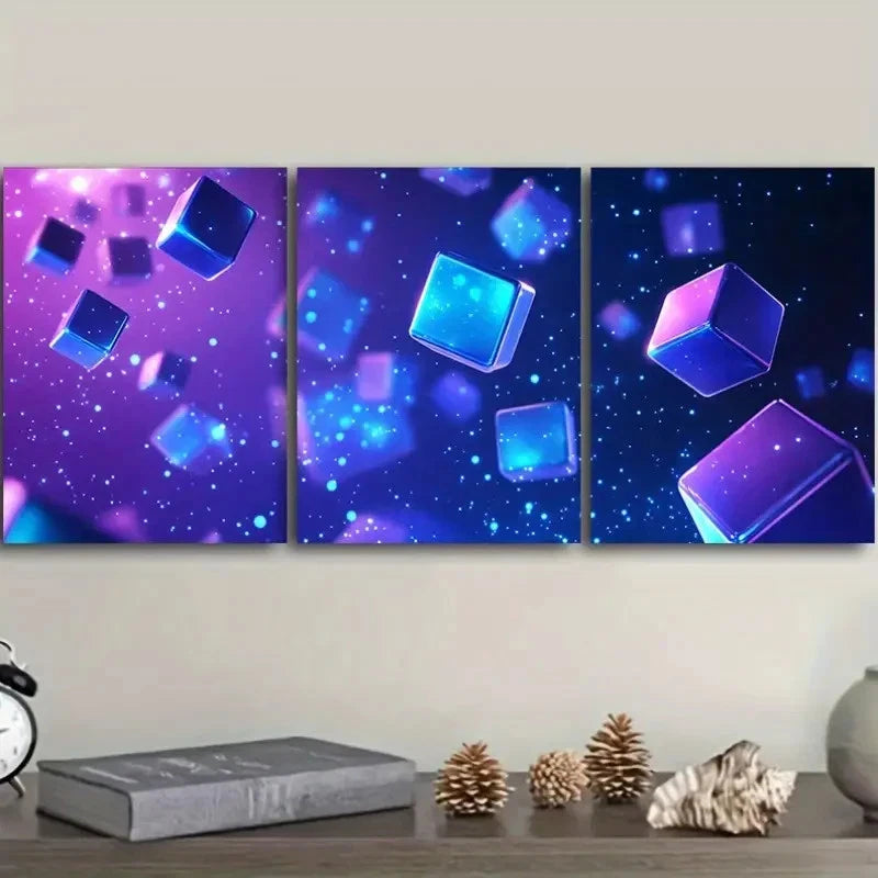 3pcs futuristic technology or gaming Wall Art Set Canvas Framed 40x60cm - High Quality Print 100% Australian Made Wall Canvas Ready to Hang - Bella Home Decor