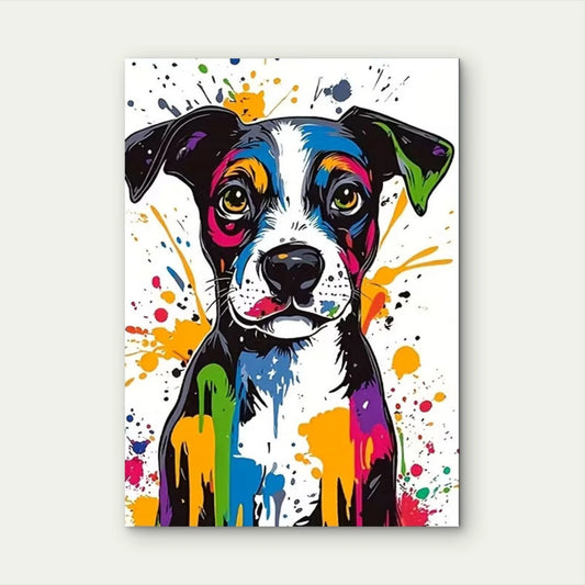 Neon Paint Drip Dog Art 40x60cm Metal Print Ready to Hang