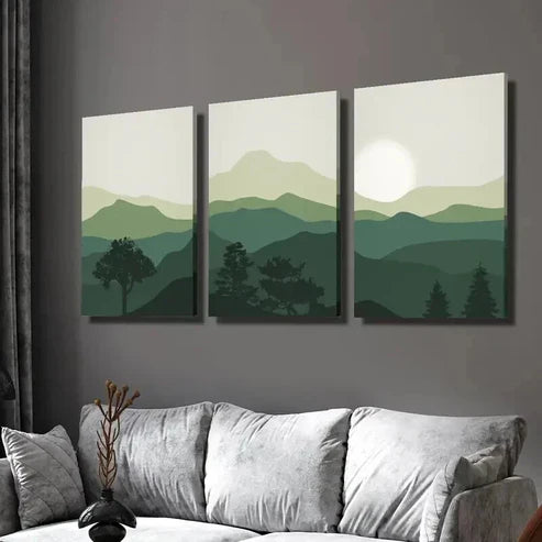 3pcs Abstract Natural Mountains Landscape  Wall Art Set Canvas Unframed - High Quality Print 100% Australian Made Wall Canvas - Bella Home Decor