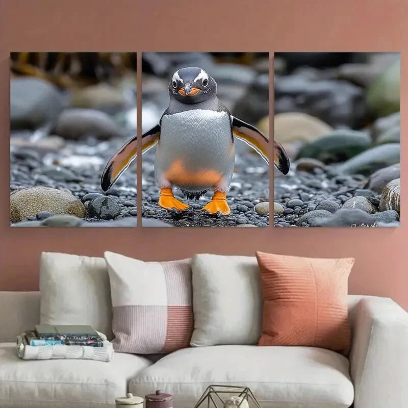 3pcs Humboldt Penguin Wildlife Photography Metal Print Ready to Hang Art - Bella Home Decor