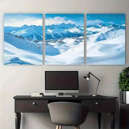 3pcs Les Arcs Ski Resort Paradiski Snowboard Metal Print Ready to Hang Art - Bella Home Decor