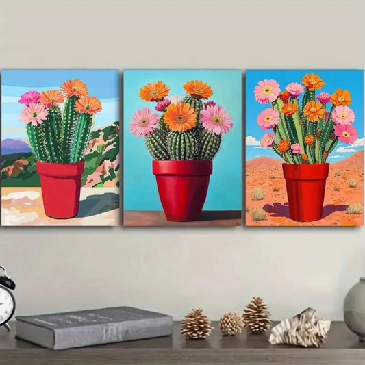 3pcs Cactus Plant Art Print Poster Metal Print Ready to Hang Art