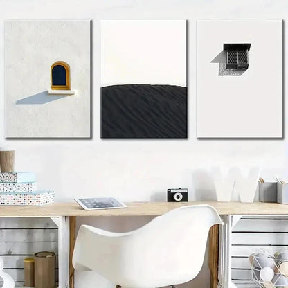 3pcs Simple Landscape Minimalist Windows Perfect Wall Art Set Canvas Framed 60x90cm - High Quality Print 100% Australian Made Wall Canvas Ready to Hang - Bella Home Decor