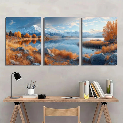 3pcs Lake New Zealand Scenery Metal Print Ready to Hang Art - Bella Home Decor