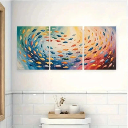3pcs Colorful Fish   Modern Style Wall Art Set Canvas Framed 60x90cm - High Quality Print 100% Australian Made Wall Canvas Ready to Hang - Bella Home Decor