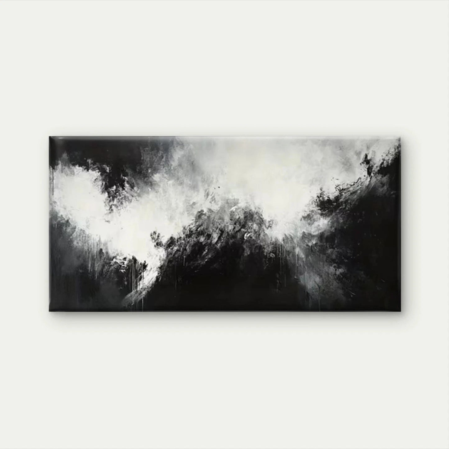 Black and White Abstract Wall Art Canvas Office Home Room Framed 120x60cm