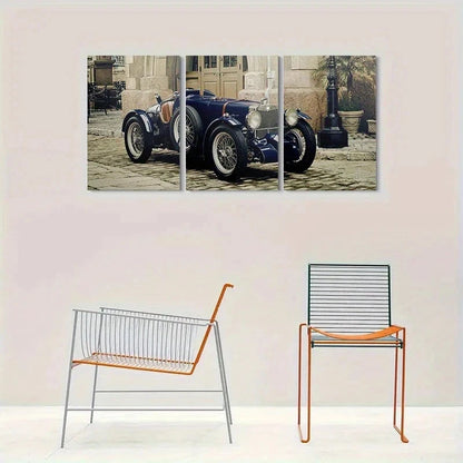 3pcs Vintage Blue Old Style Car Metal Print Ready to Hang Art - Bella Home Decor