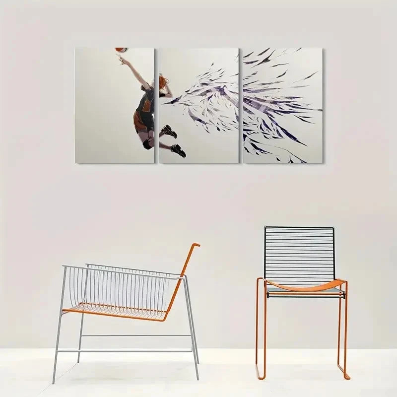 3pcs Dynamic Sports Volleyball Player in Action Metal Print Ready to Hang Art - Bella Home Decor