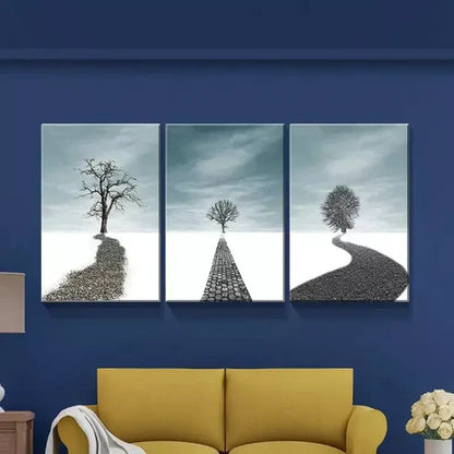 3pcs Winter Solitude Dead Tree Scenery Wall Art Canvas Unframed - High Quality Print 100% Australian Made Wall Canvas