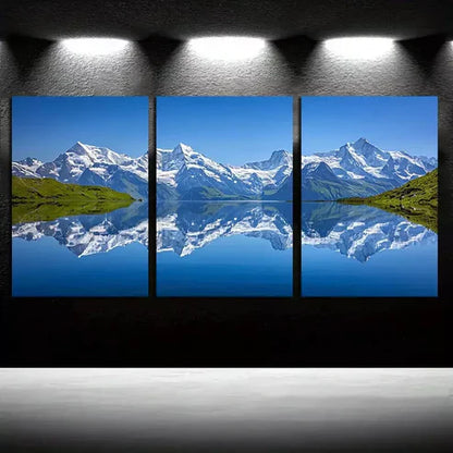 3pcs Mountain Lake in The Alps Wall Art Canvas Unframed - High Quality Print 100% Australian Made Wall Canvas