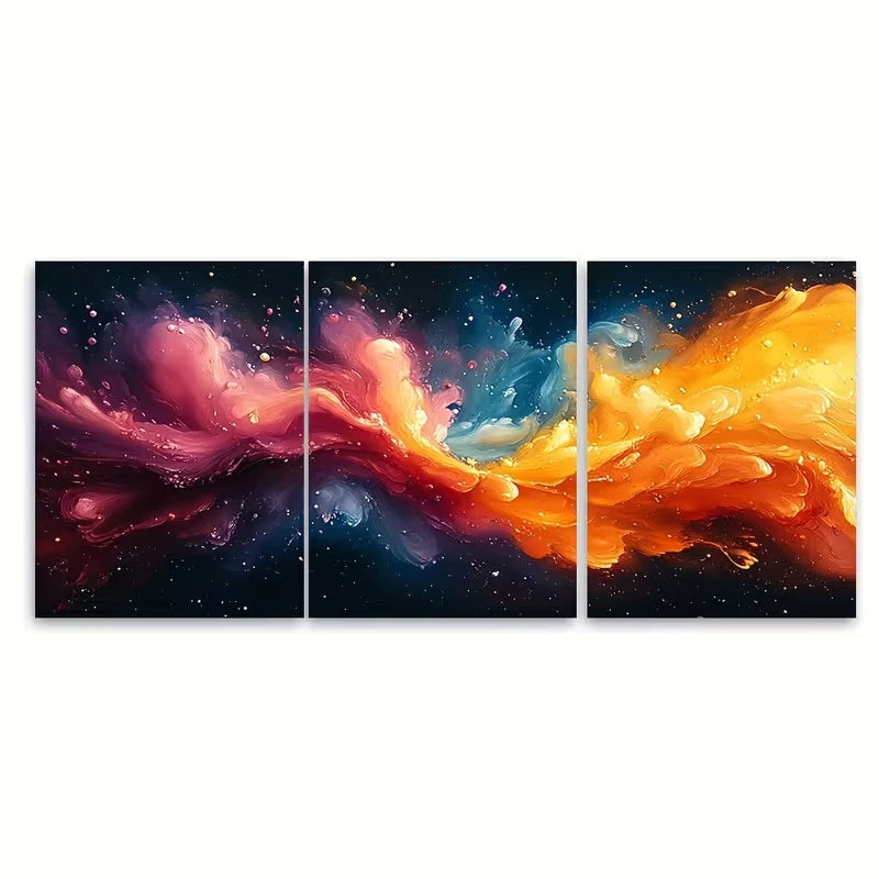 3pcs Colorful Digital Bright Abstract Metal Print Ready to Hang Art - Bella Home Decor