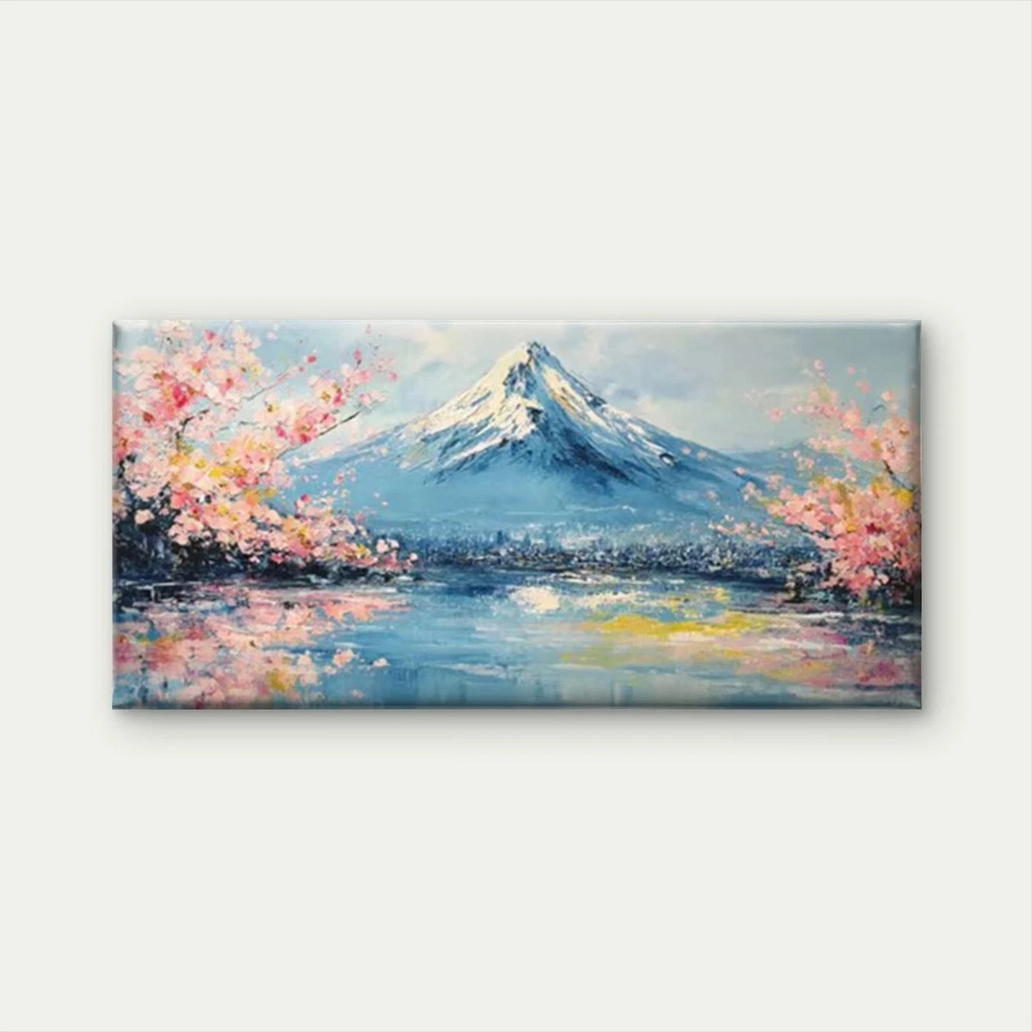 Mount Fuji with Cherry Blossoms Wall Art Canvas Office Home Room Framed 120x60cm