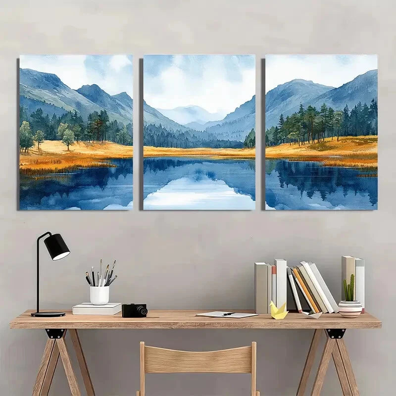3pcs Ireland Painting Wicklow Mountains Art Metal Print Ready to Hang Art - Bella Home Decor