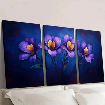 3pcs Purple Alstroemeria  PA  Wall Art Set Canvas FrMamed 40x60cm - High Quality Print 100% Australian Made Wall Canvas Ready to Hang