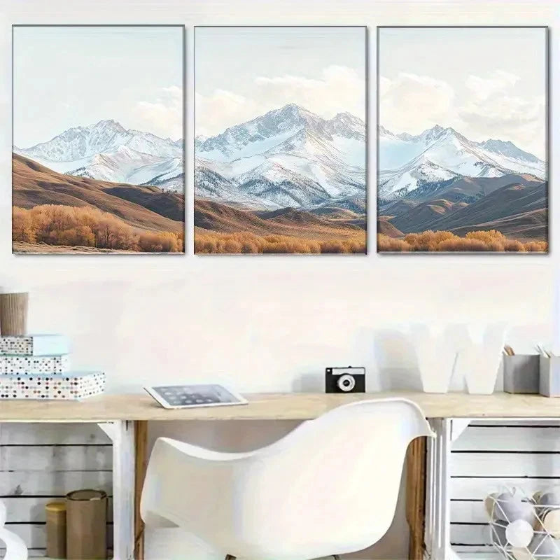 3pcs Stunning Three-Face Mountain Landscape Metal Print Ready to Hang Art