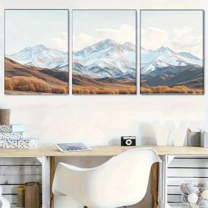 3pcs Stunning Three-Face Mountain Landscape Metal Print Ready to Hang Art