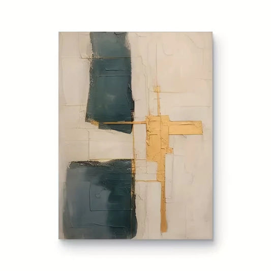Stylish Golden, Blue, and Green Tones 60x90cm Metal Print Ready to Hang