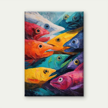 Abstract Underwater School of Fish Metal Print Ready to Hang
