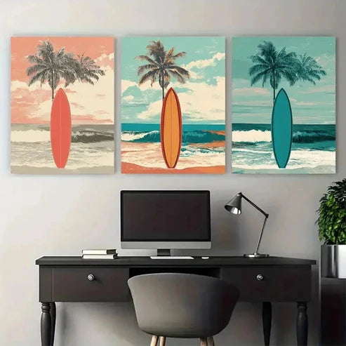 3pcs Ocean Aesthetic Trendy Beach Décor Perfect Wall Art Canvas Unframed – High Quality Print 100% Australian Made Wall Canvas