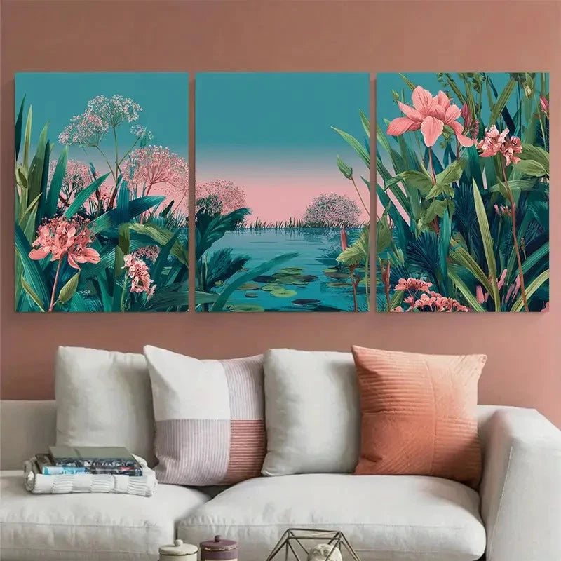 3pcs Norfolk Broads National Parks Illustration Wall Art Set Canvas Framed 40x60cm - High Quality Print 100% Australian Made Wall Canvas Ready to Hang