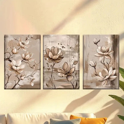 3pcs Simple Flower Pattern 50x70cm - High Quality Print 100% Australian Made Wall Canvas Ready to Hang - Bella Home Decor