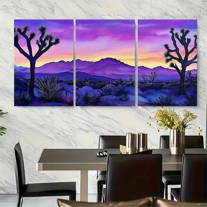 3pcs Silhouetted Yucca Trees Metal Print Ready to Hang Art