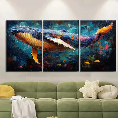 3pcs Humpback Whale Original Art v Wall Art Set Canvas Framed 40x60cm - High Quality Print 100% Australian Made Wall Canvas Ready to Hang - Bella Home Decor