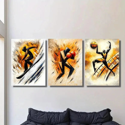 3pcs Extreme Skier, Boxing, Basketball Metal Print Ready to Hang Art