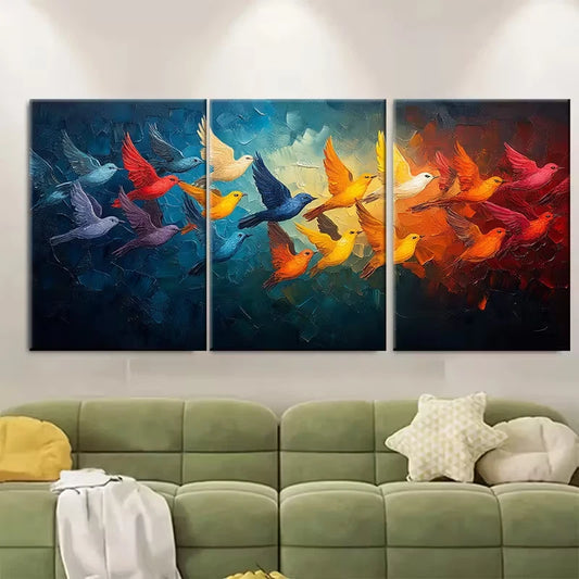 3pcs , Elegant Flock of Birds Metal Print Ready to Hang Art